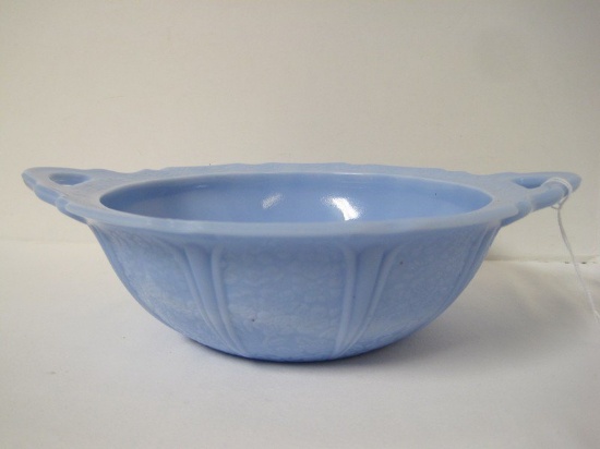 Jeanette Depression Glass  Opaque Delphite Blue 2 Handled Bound Serving Bowl