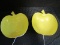 Pair - Yellow Glass Apple Shaped Candy Dishes