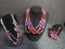Purple Costume Jewelry Lot - 1 Flower Bead Necklace, 2 Bead, 1 Multi-Colored