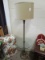 Standing Lamp w/ Brass Column Motif/Finials, Shade w/ Glass Round Shelf