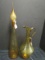 Lot - Amber Glass Pitcher & Amber Glass Vase w/ Stopper