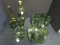 Dark Green Glass Lot - 4 Ale Mugs, 2 Hobnail Glasses, Chip/Dip Bowls