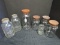 Lot - 7 Glass Mason Jars, 2 Atlas Mason Jars w/ Metal Lids