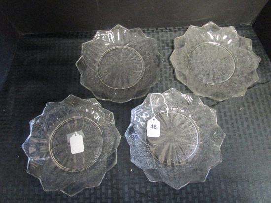 Set - 4 Beaded Glass Leaf Motif Plates w/ Flared Rim