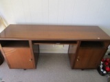 Wooden Work Desk w/ 2 Hutch Doors