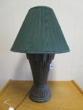 Large Brown/Bronzed Twist Lamp w/ Green Shade