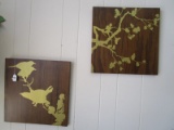 Pair - Wood Bird/Branch Wall Art