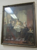 Georgian Woman/Children at Table Scene Print in Metal Frame/Matt