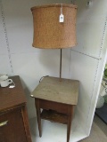 Vintage Desk w/ Built-In Lamp & 1 Drawer, Wood w/ Metal