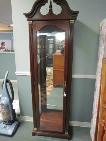 4 tier Glass/Wood China/Curio Cabinet Stained Wood, Curved Motif