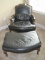 Chateau D'Ax French Inspired Bergere Style Oversized Black Leather Arm Chair & Ottoman