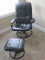 Contemporary Black Leather Swivel Recliner & Ottoman, Metal Base