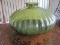 Green Hand Short Bulbous Vase Rib Design