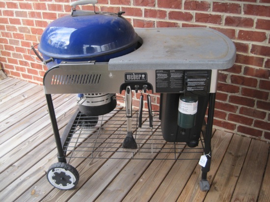 Weber Performer Gas Start Charcoal Grill on Coasters w/Enamel Finish Bowl & Waste Bin