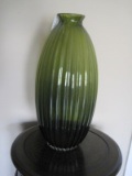 Green Hand Blown Tall Vase Rib Design