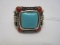 Stamped 925 THAI Turquoise Ring w/ Marcasite Accent