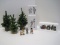 Lot - Department 56 & Other Lamp Lighter Accessory Set, Town Crier/Chimney Sweep, Trees, Etc.