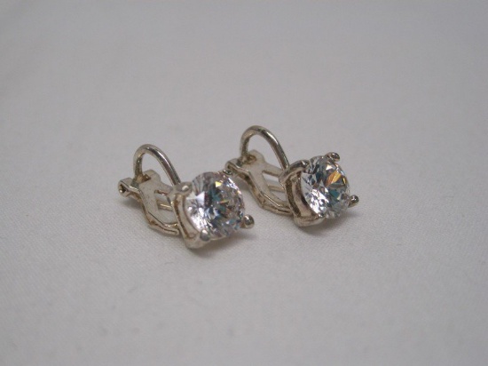 Pair - 925 Round Cubic Zirconia Clip on Earrings