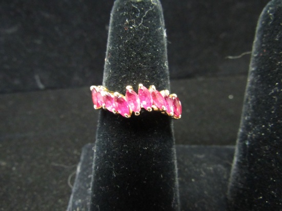 14kt Ruby Ring w/ 9 Marquise Rubies