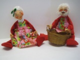 X2 Anne Lee Dolls Mr. & Mrs. Santa Claus w/ Baskets