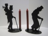 X2 Department 56 Black Metal Silhouette Scrooge/Bob Cratchit