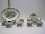 25 Pieces - Adams Member of Wedgwood Group English Ironstone Pattern Winter Scenes