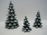 Department 56 Village Evergreen Set of 3 Trees Cold Cast Porcelain