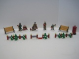 Department 56 Village Accessories 2 Wrought Iron Park Benches, English Post Box