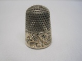 Sterling Sewing Thimble Foliate Design
