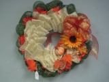 Autumn Fall Mesh Wreath w/ Foliage & Sunflower