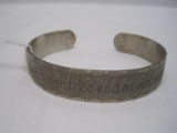 M.B.C. Sterling Cuff Bracelet w/ Quote 