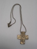 Vintage Chain Necklace & Hammered Finish Cross Stamp 925