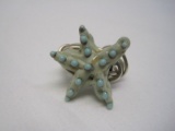 Whimsical Porcelain Star Fish Ring Sterling Wire Band in Heart Shape Gift Box