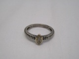 Stamped 925/P14k Ring w/ Marquise Shape Accent