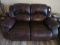 Reclining Burgundy Faux Leather Couch 2 Seat Arm Rests