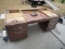Office Desk Wood Veneer Top Metal Legs 5 Drawers w/ Pull Out Work Tops