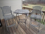 Metal Lattice Design Porch Table w/ 2 Chairs
