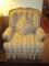 Jetton Furniture Co. Arm Chair w/ Tufted Back, Oak Trim, Applied Accent & Pleated Skirt