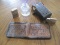 Lot - Embossed Leather Billfold & 2 Cigarette Lighters, Transistor Radio, Ink Bottle