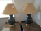 Alsy Pair - Porcelain Vase Design Table Lamps w/ Gilt Band Accent on Brass Finish Base