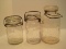 3 Double Safety Clear Glass Canning Jars w/ Wire Locks