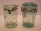 2 Atlas E-Z Seal Blue Glass Canning Jars w/ Wire Locks #4 & #9