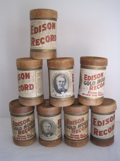 8 Edison Gold-Moulded/Edison Record Cylinder Phonograph Records