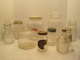 Lot - Sugar Canister, Ginger Jar, Planters Peanuts, Duke's Mayo, Ball Mason Jar w/ Zinc Lid, Etc.