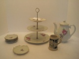 Lot - Individual Porcelain Teapot Pink Rose Pattern 7 1/4