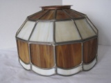 Slag Glass Panel Lamp Shade w/ Scalloped Rim