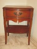 Cherry French Inspired Foliate Design Night Stand w/ Drawer & Base Shelf