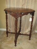 Depression Era Style Mahogany Center Table on Ring Turned Legs