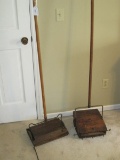 2 Early 1900's Bissell's & Sweep Clean Cyco Bearing Wooden Push Floor Sweepers