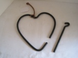 Wrought Iron Heart Shape Dinner Bell w/ Leather Strap